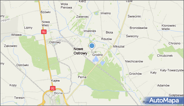 mapa Grodno, Grodno gmina Nowe Ostrowy na mapie Targeo